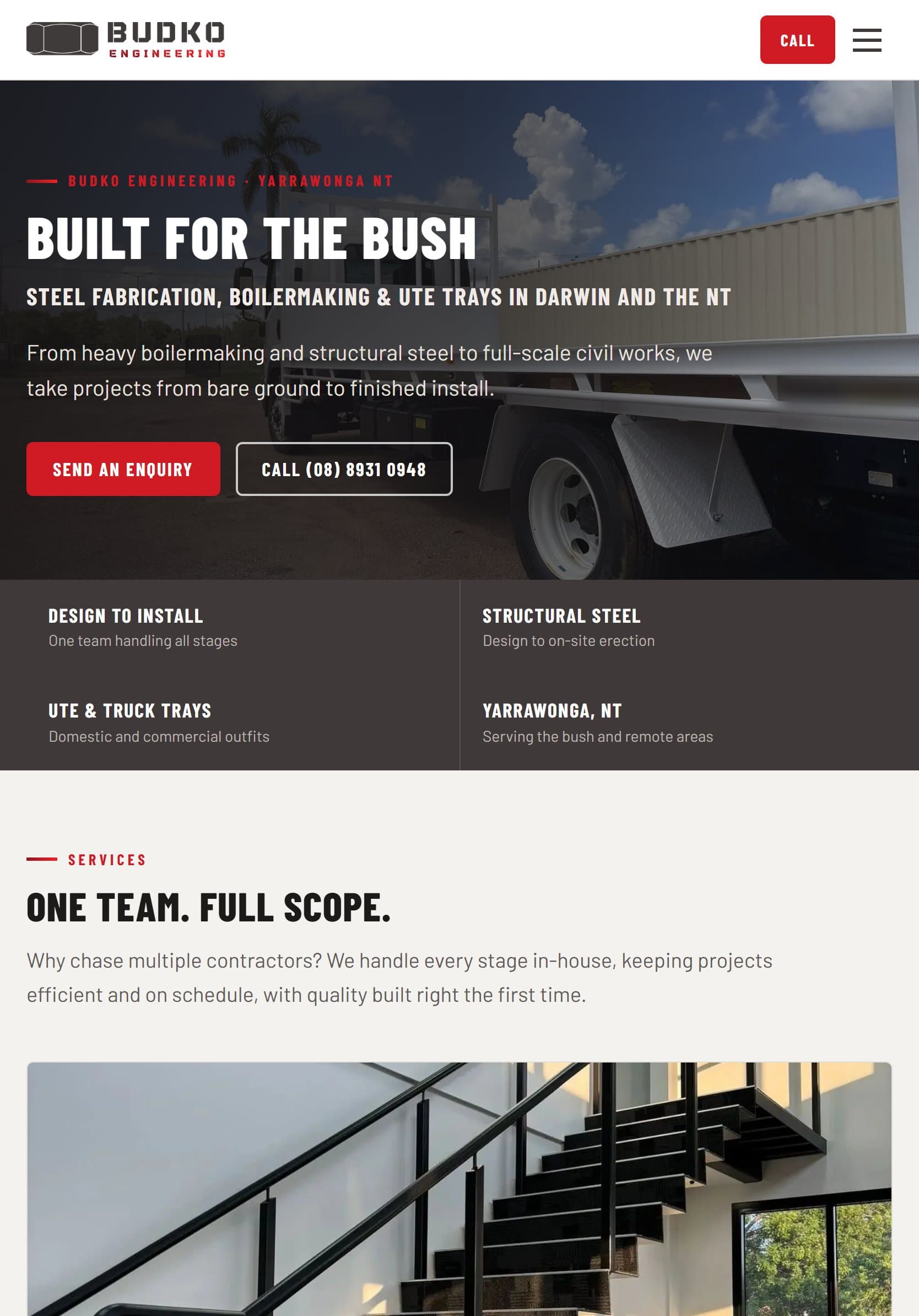 Budko Engineering website on a tablet