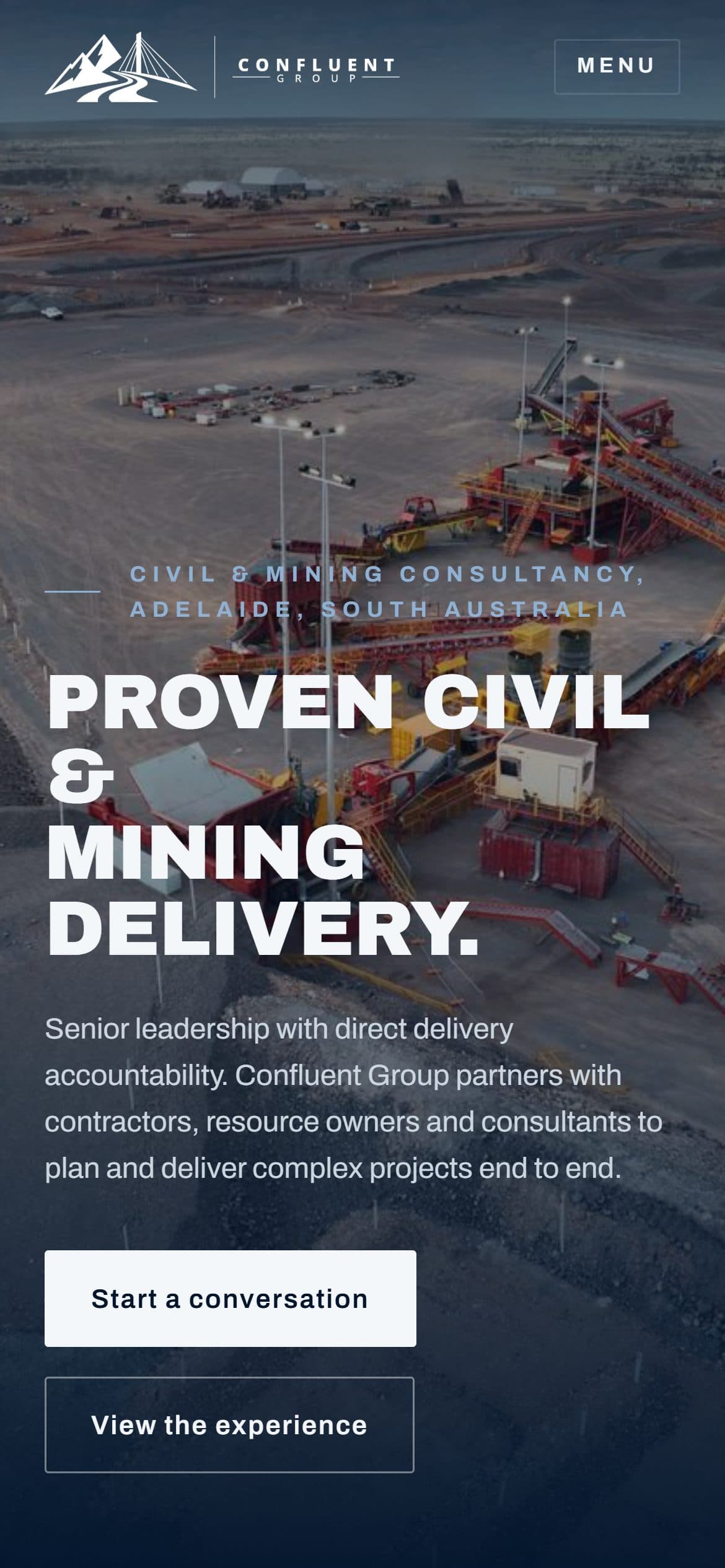 Confluent Group website on a phone