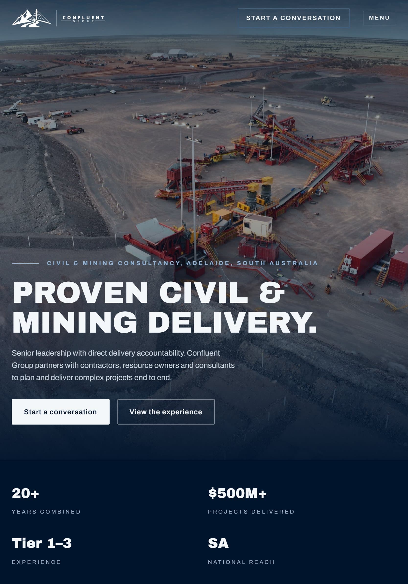 Confluent Group website on a tablet