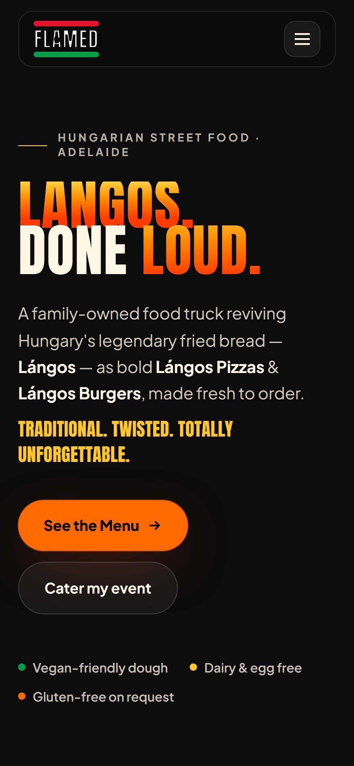 FLAMED website on a mobile phone