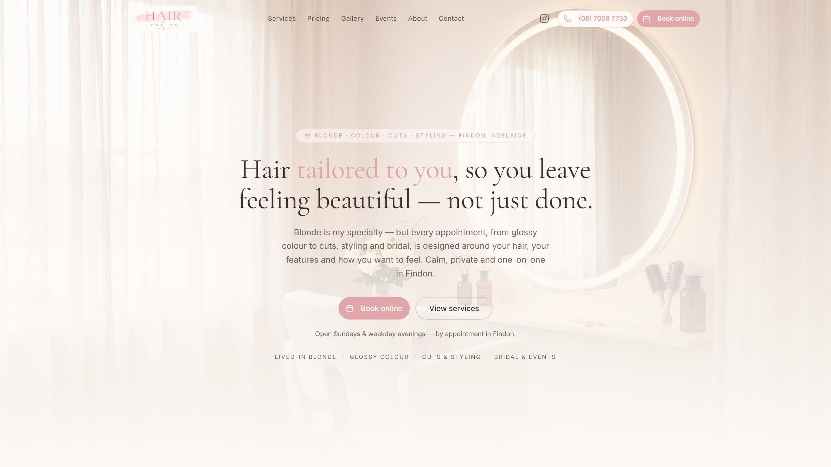 Hair by Polina — Hair tailored to you, so you leave feeling beautiful, not just done homepage screenshot