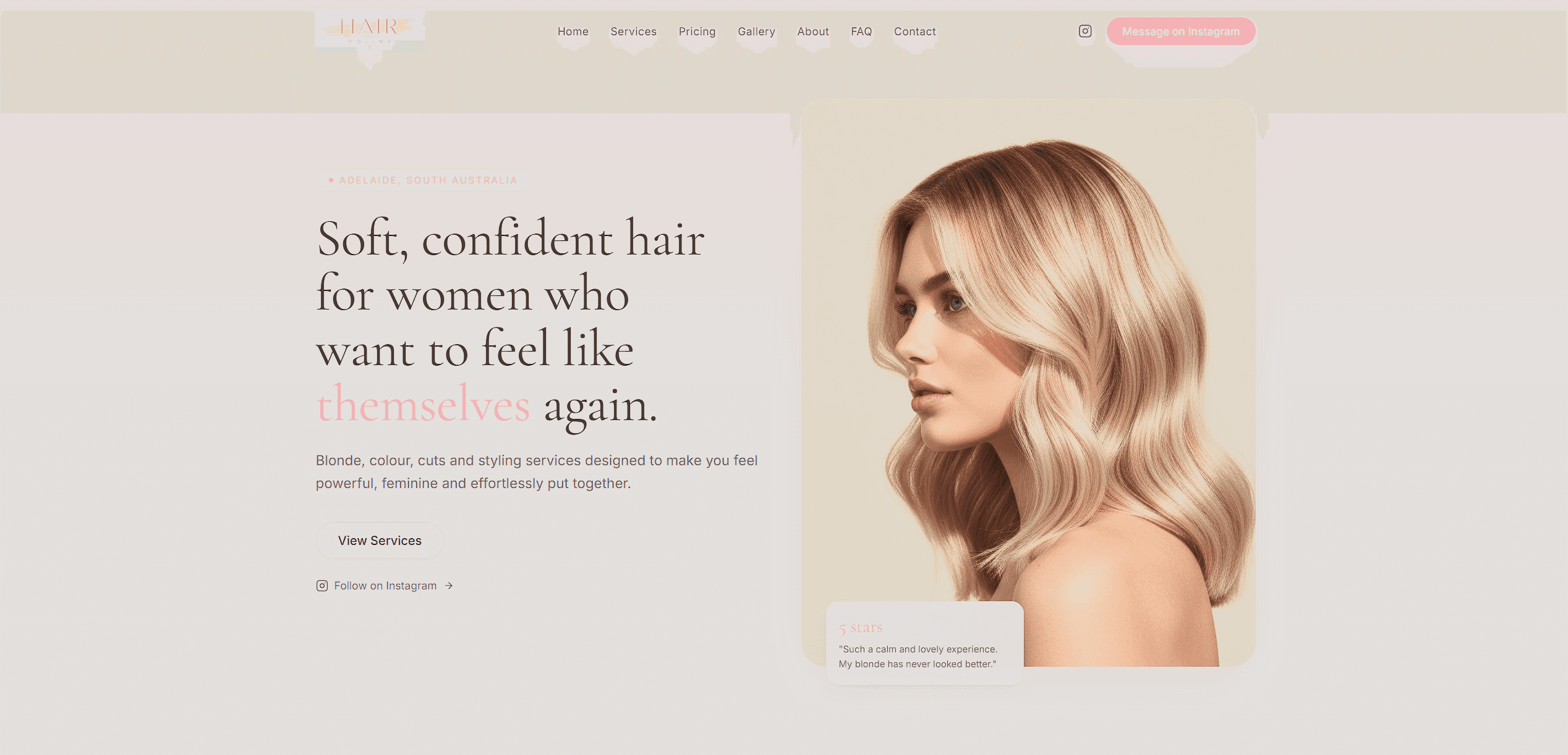 Hair by Polina — Soft, confident hair for women who want to feel like themselves again homepage screenshot