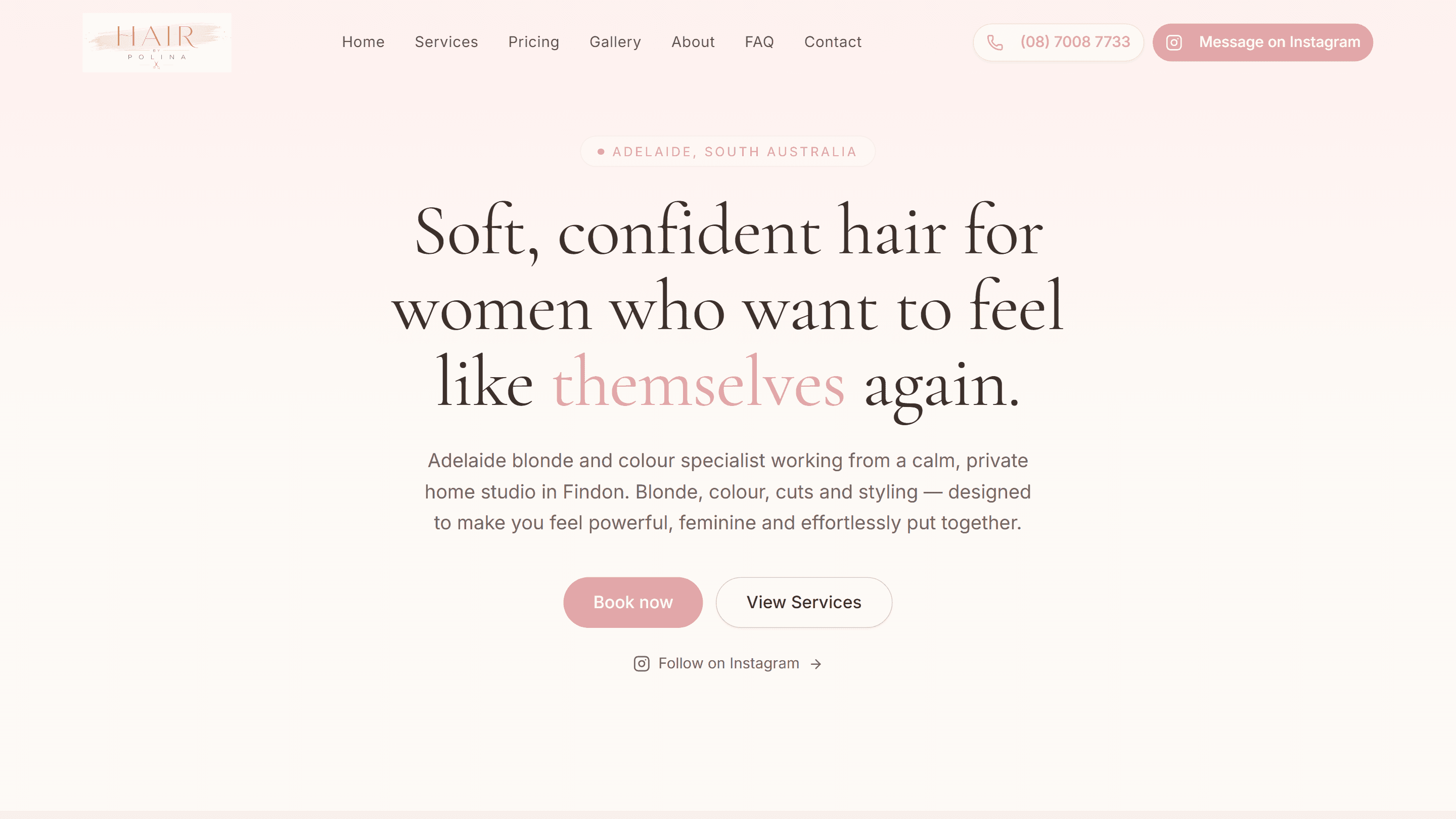 Hair by Polina — Soft, confident hair for women who want to feel like themselves again homepage screenshot