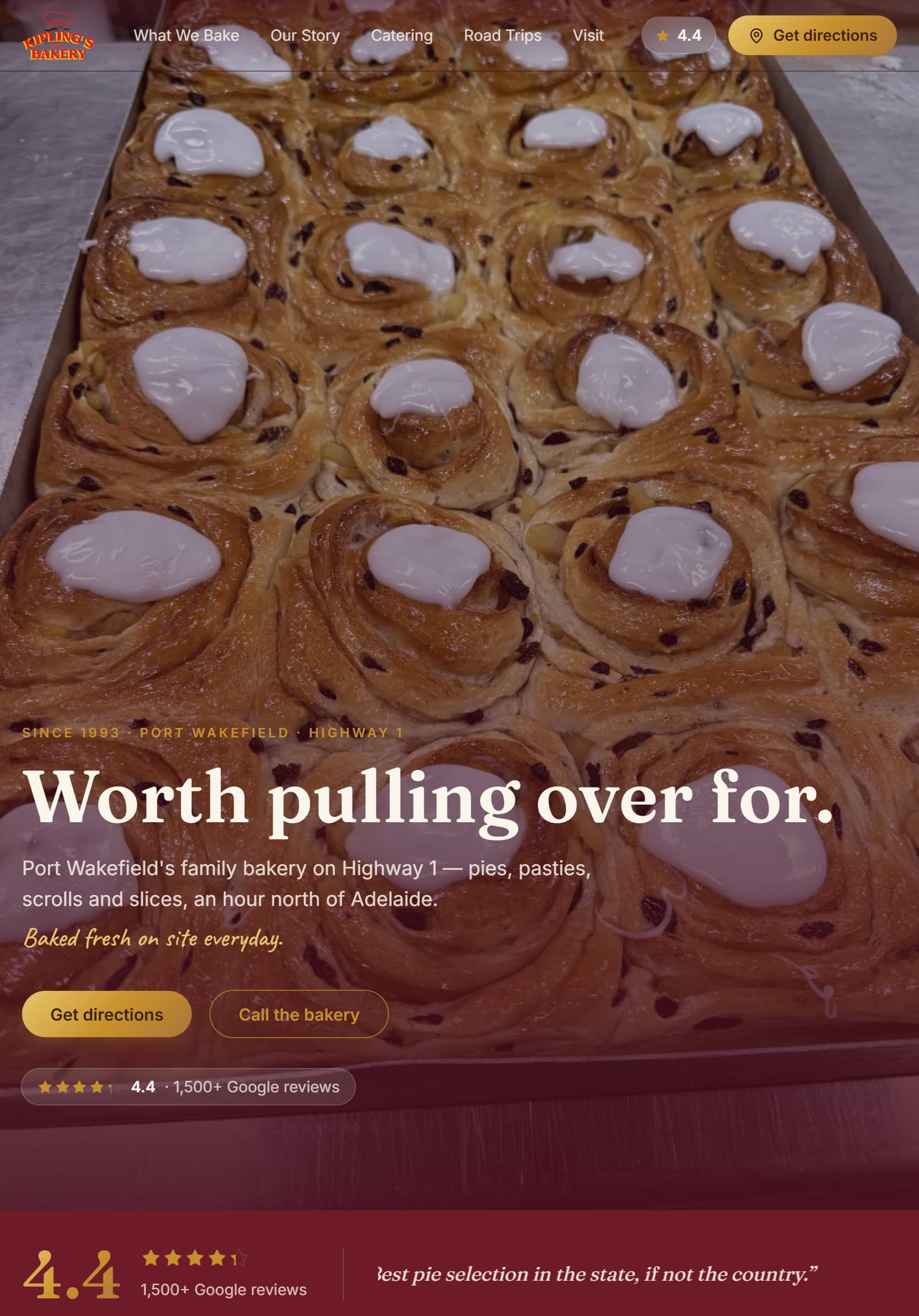 Kipling's Bakery website on a tablet