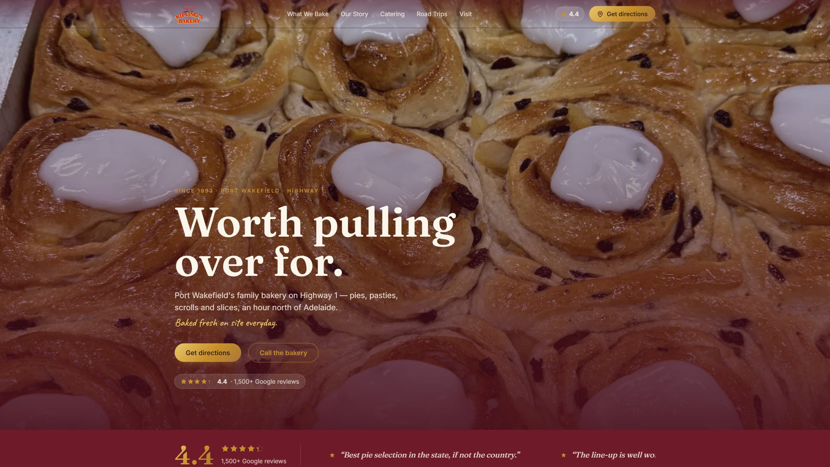 Kipling's Bakery — Worth pulling over for, Port Wakefield SA website hero