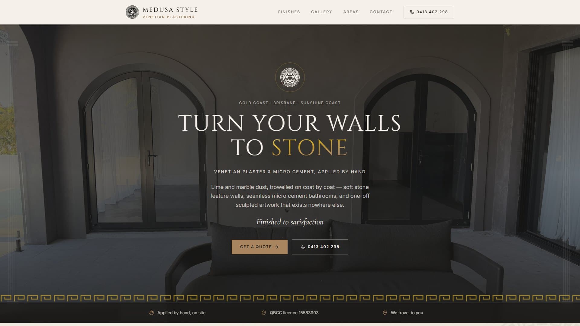 Medusa Style Venetian Plastering — Turn your walls to stone, Gold Coast venetian plaster website hero