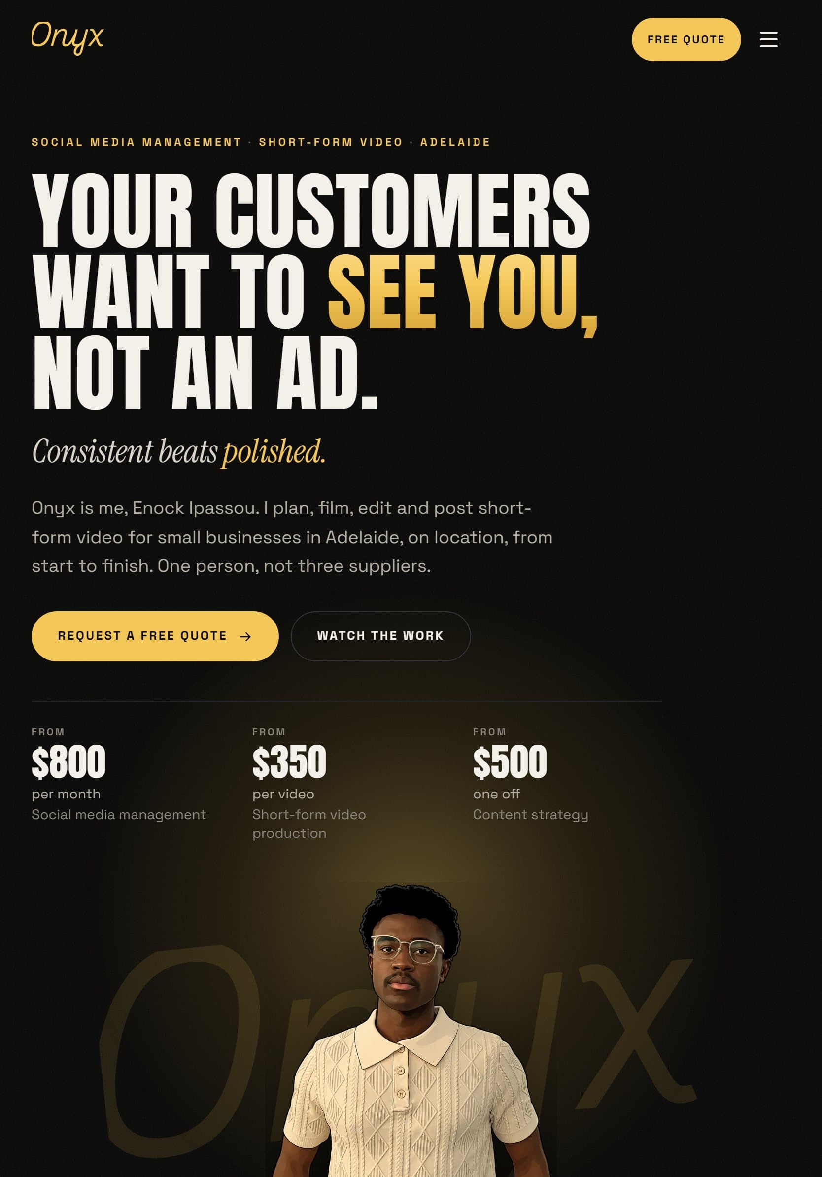 Onyx website on a tablet
