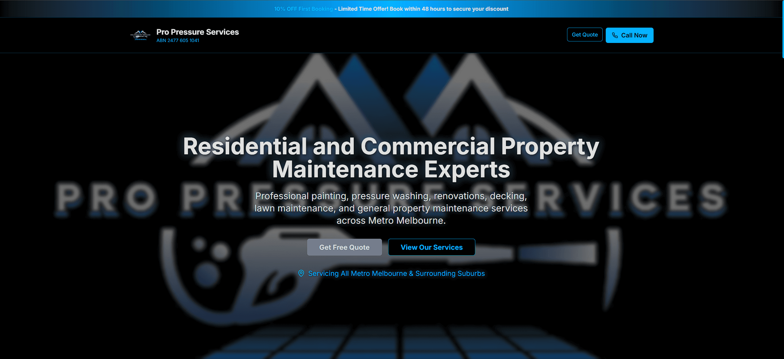 Pro Pressure Services — Residential and Commercial Property Maintenance Experts homepage screenshot