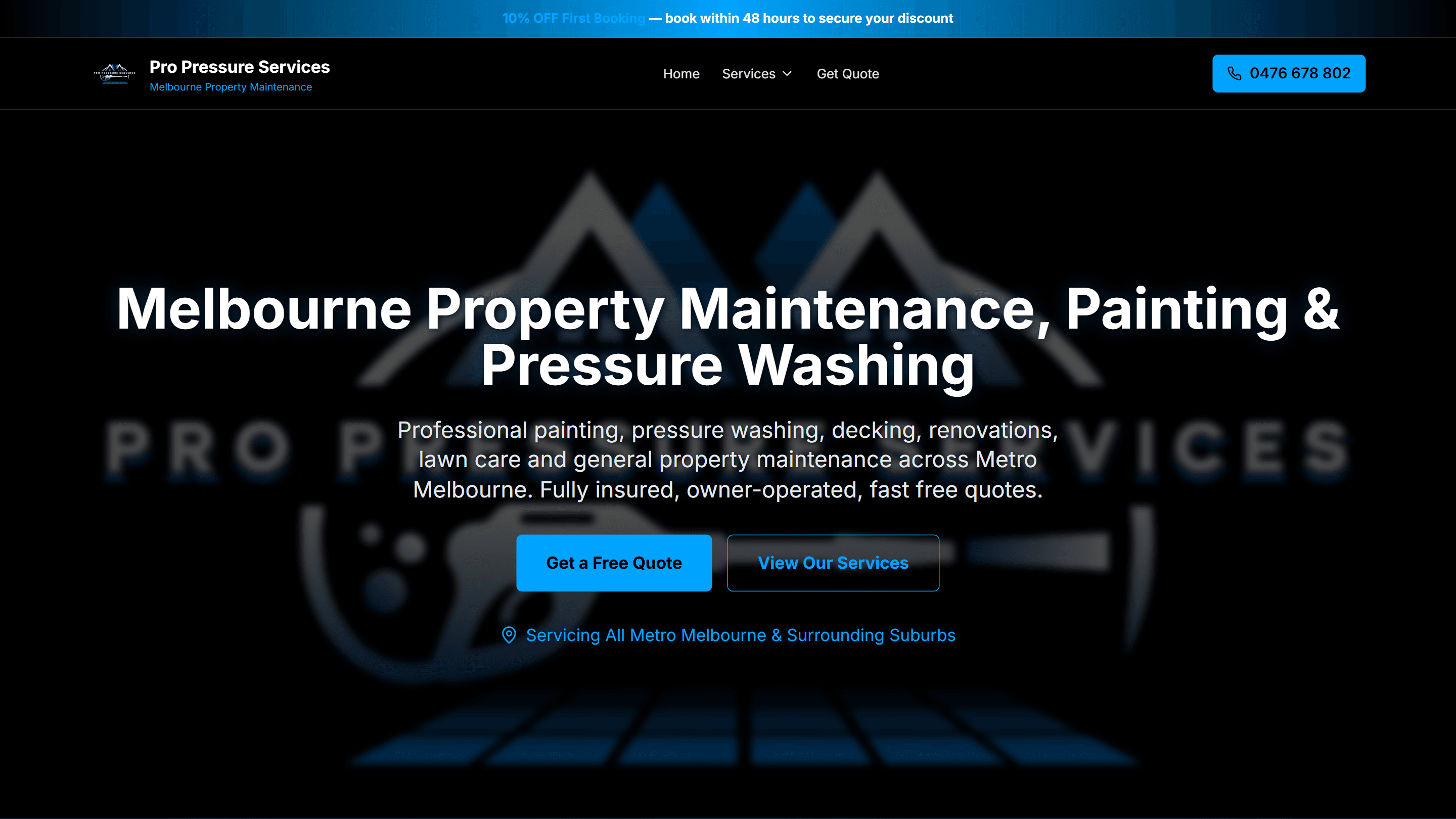 Pro Pressure Services — Residential and Commercial Property Maintenance Experts homepage screenshot